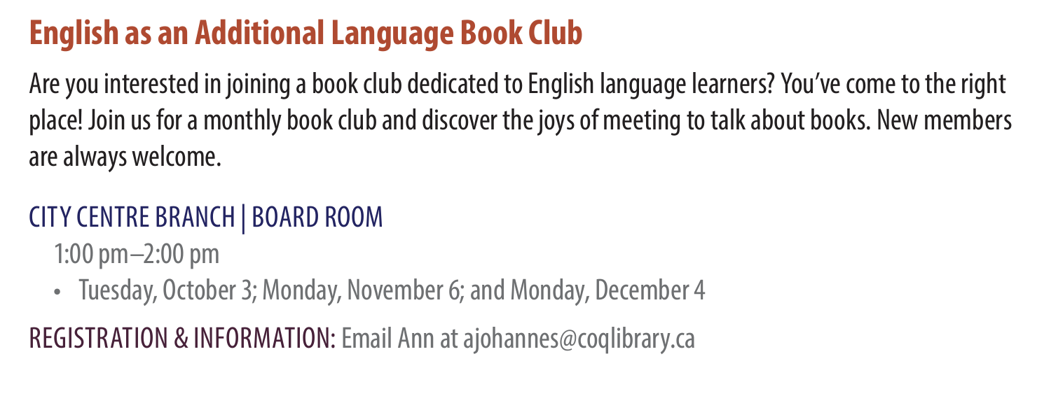 You are currently viewing English as an Additional Language Book Club